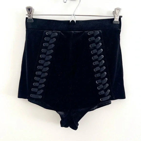 Alex Perry Nixon high-rise velvet hot shorts. Black High-Waisted. Size 6 (S/M)